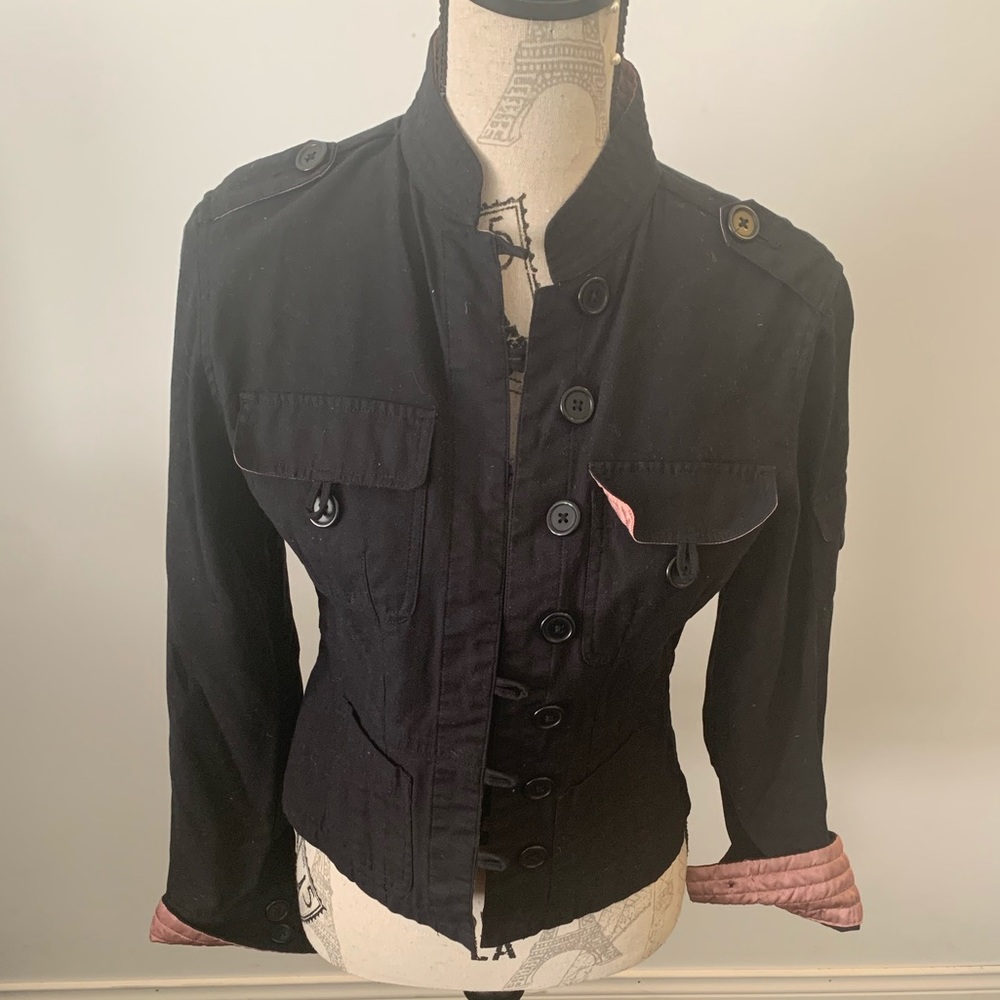 Blk jacket with mandarin collar